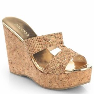 Jimmy Choo metallic wedge sandals 6